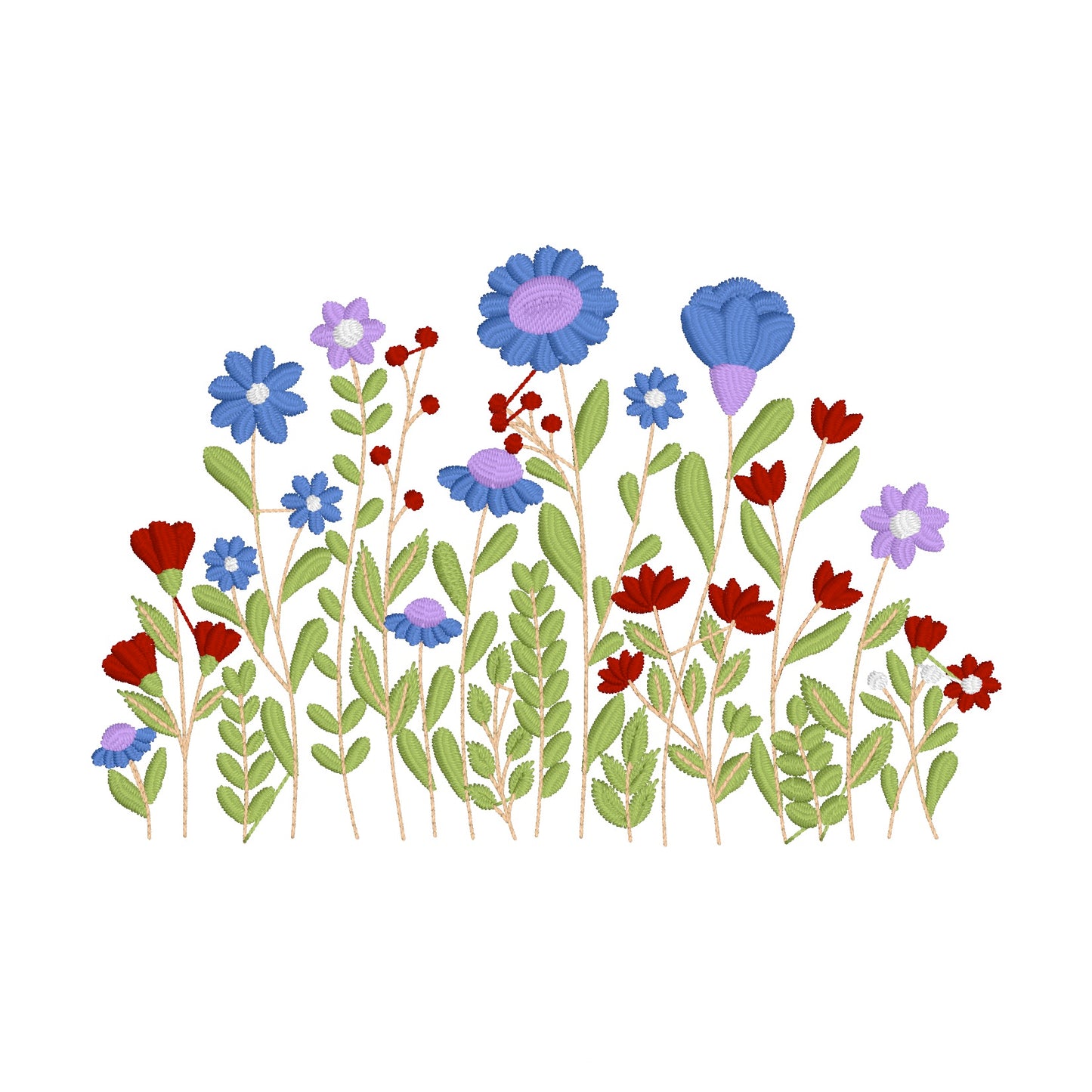 4 motifs de broderie machine : Bordures Fleurs Sauvages