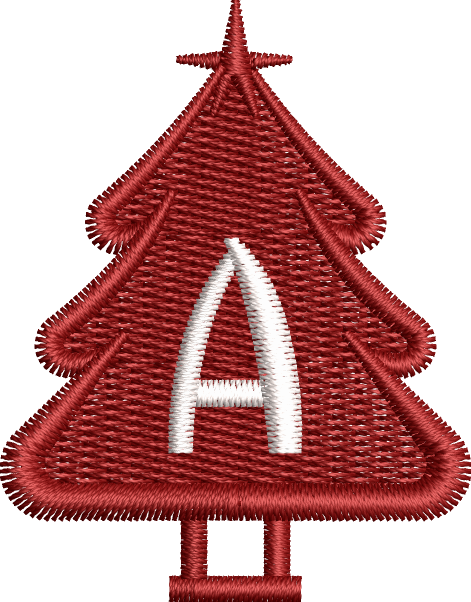 26 Motifs de broderie machine : Alphabet Sapin