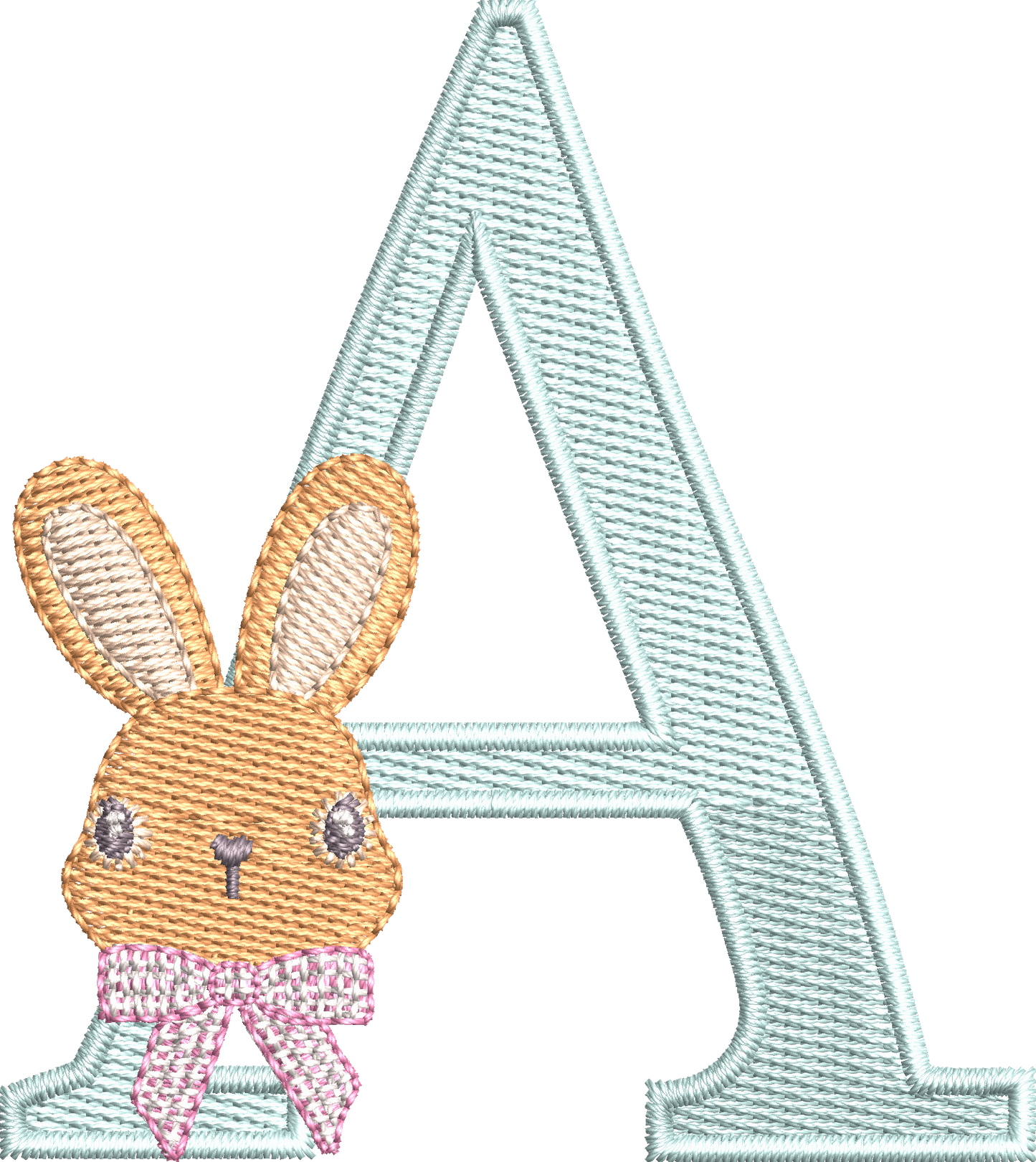 26 Motifs de broderie machine : Alphabet Lapin Noeud