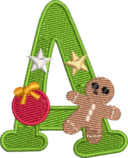 26 Motifs de broderie machine : Alphabet Noël