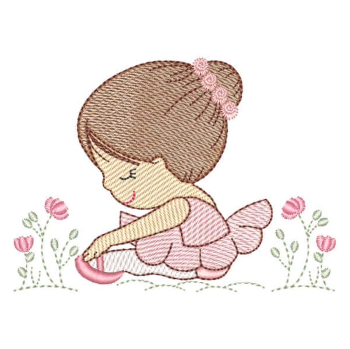 Motif de broderie machine : Ballerine avec Fleur