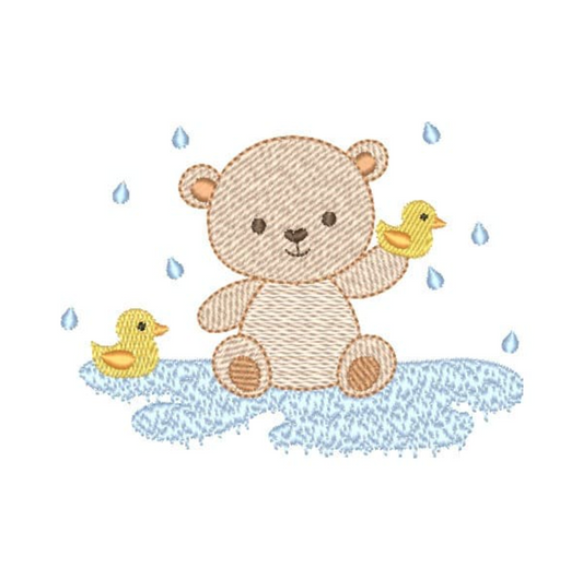 Motif de broderie machine : Bébé Ourson Heure du Bain