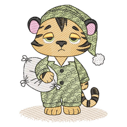 Motif de broderie machine : Bébé Tigre en Pyjama