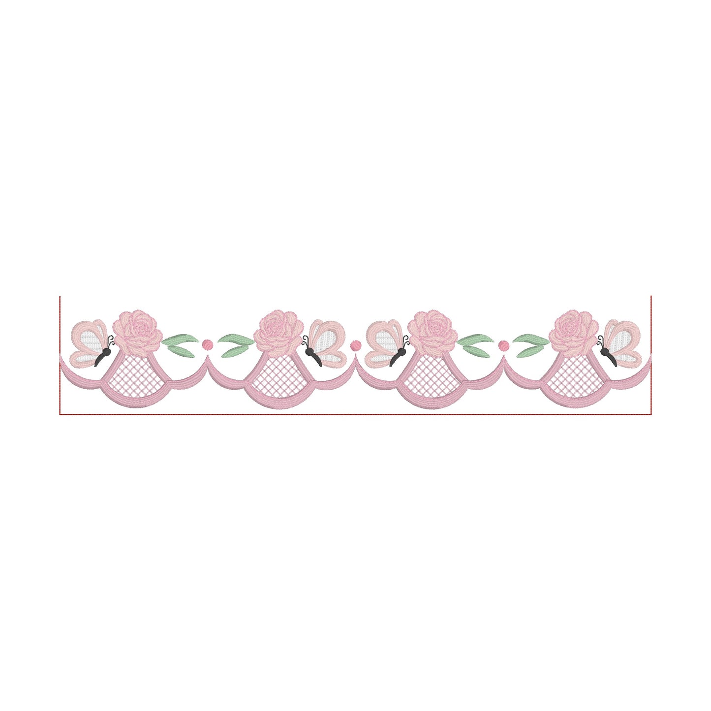 12 Motifs de broderie machine avec bordures: Roses et Papillons