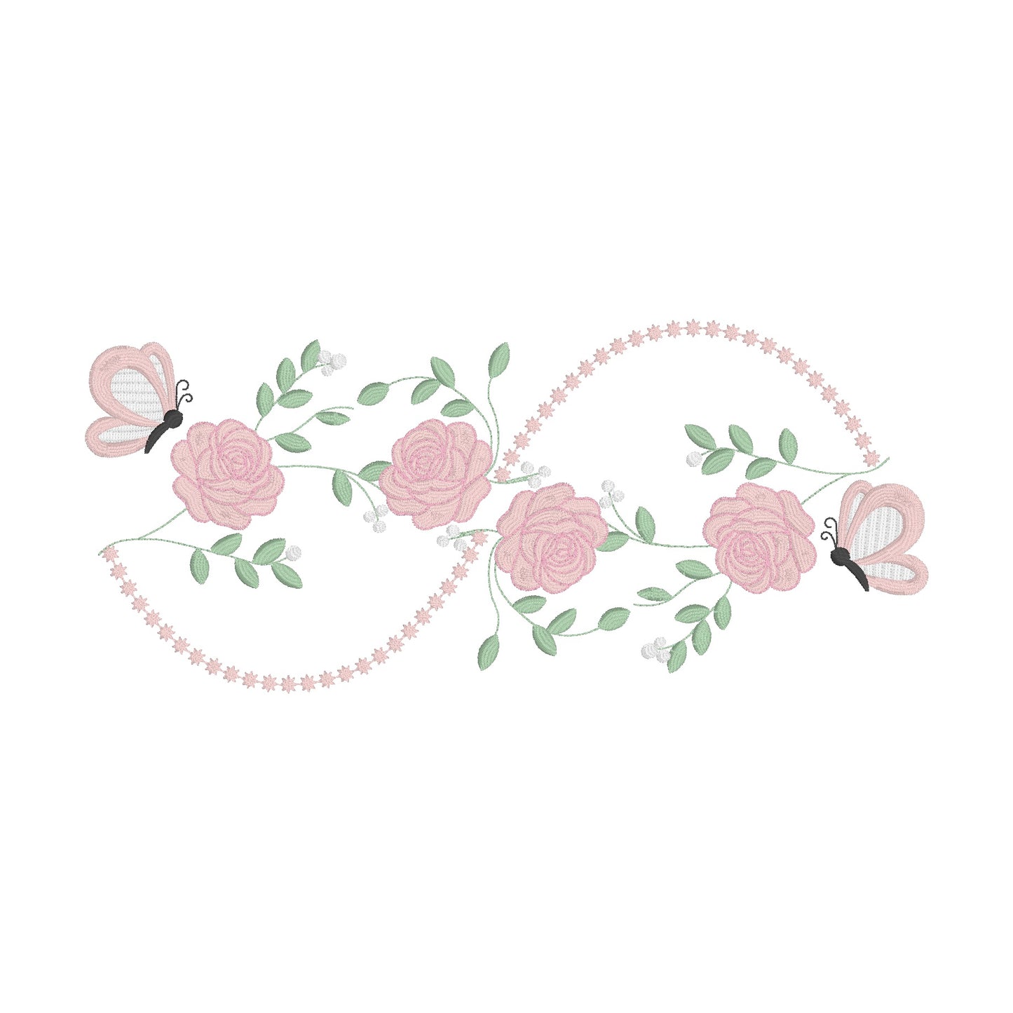 12 Motifs de broderie machine avec bordures: Roses et Papillons