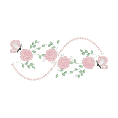 12 Motifs de broderie machine avec bordures: Roses et Papillons
