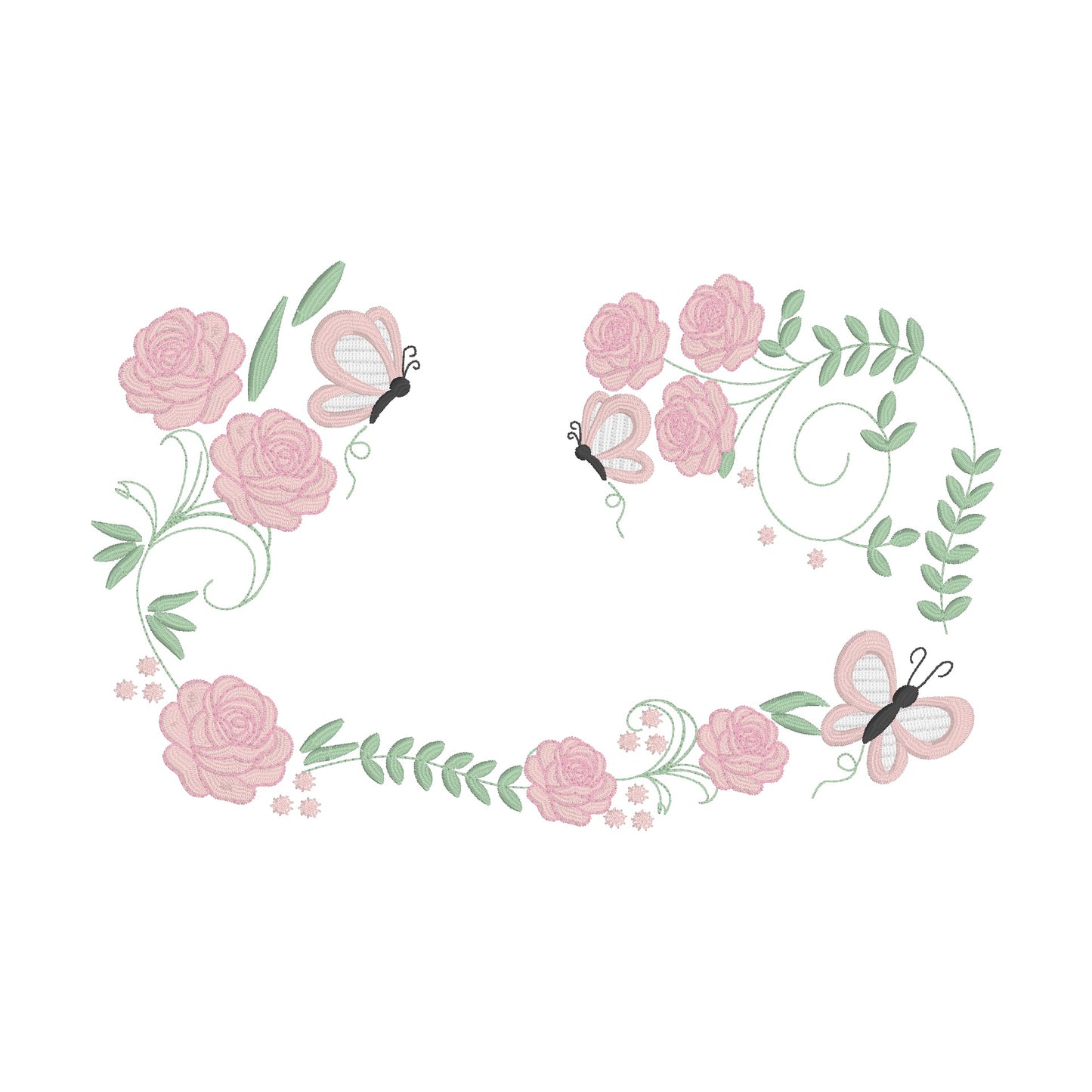 12 Motifs de broderie machine avec bordures: Roses et Papillons