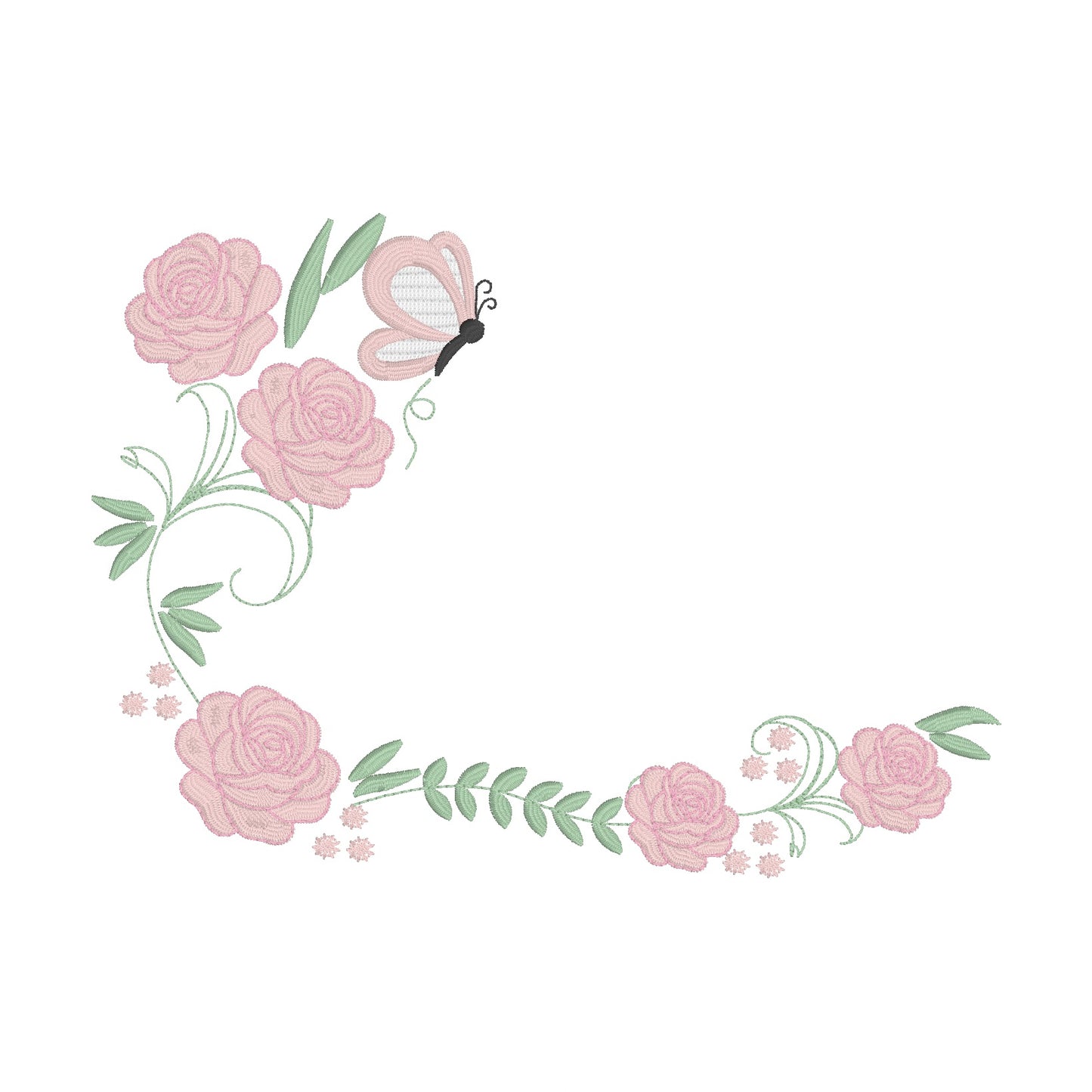 12 Motifs de broderie machine avec bordures: Roses et Papillons