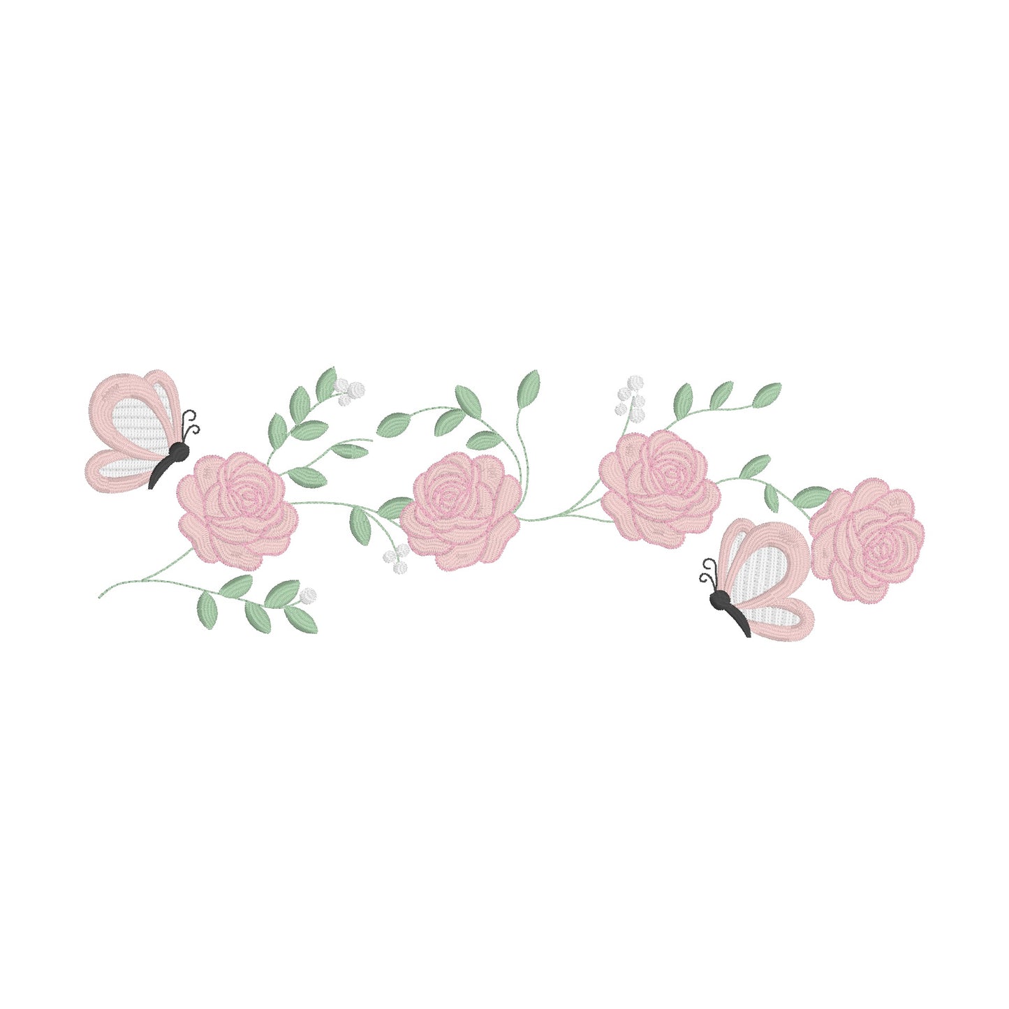 12 Motifs de broderie machine avec bordures: Roses et Papillons