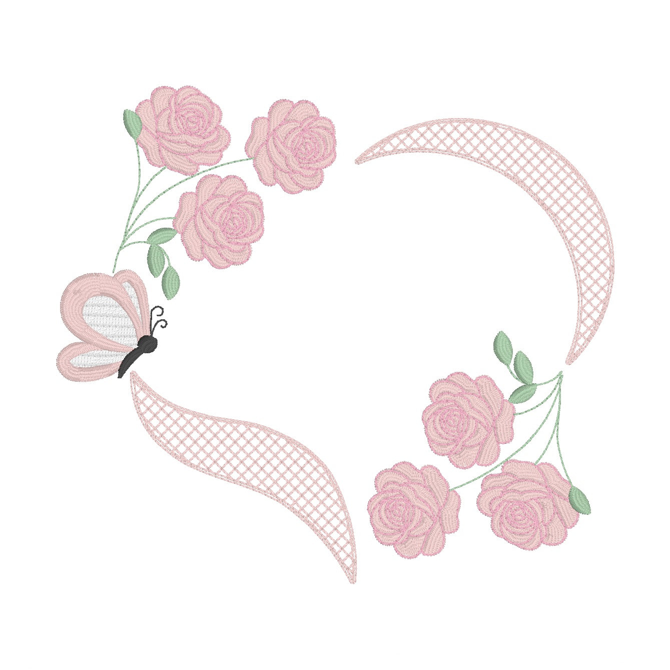 12 Motifs de broderie machine avec bordures: Roses et Papillons
