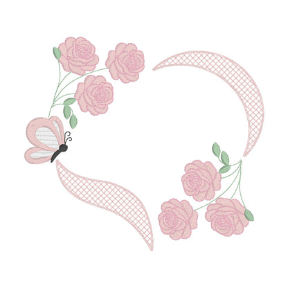 12 Motifs de broderie machine avec bordures: Roses et Papillons