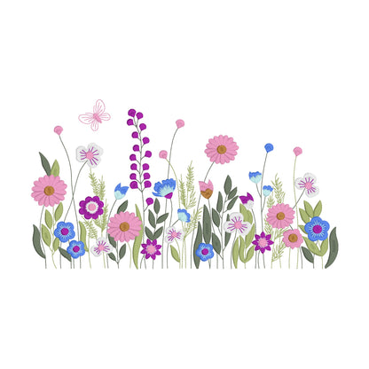 2 motifs de broderie machine : Bordures Fleurs Papillons