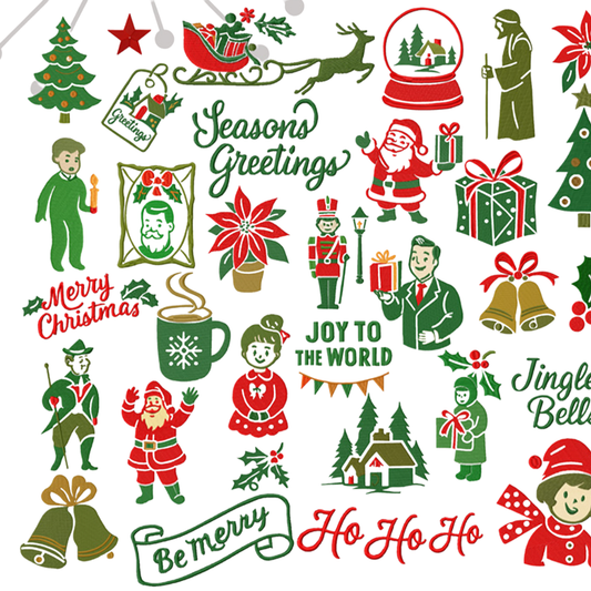 41 motifs de broderie machine : Noël Retro