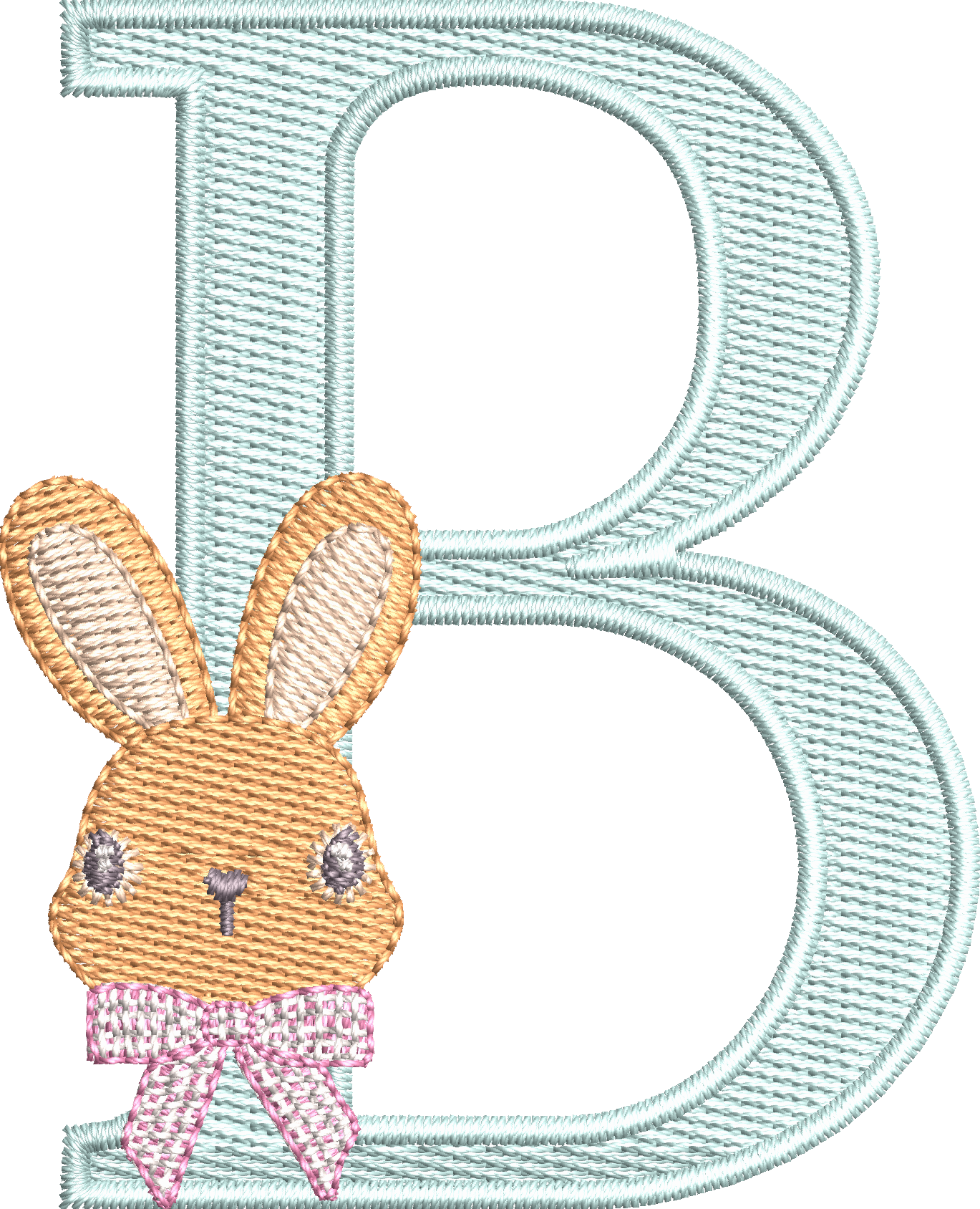 26 Motifs de broderie machine : Alphabet Lapin Noeud