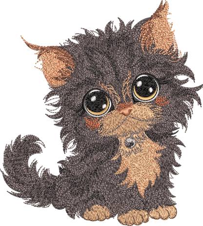 2 motifs de broderie machine : Chats poilus