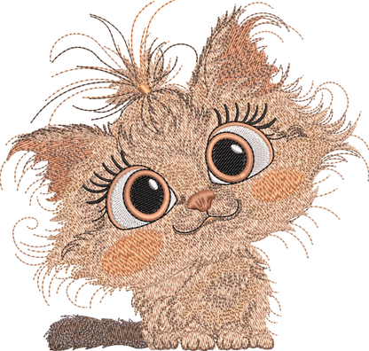 2 motifs de broderie machine : Chats poilus