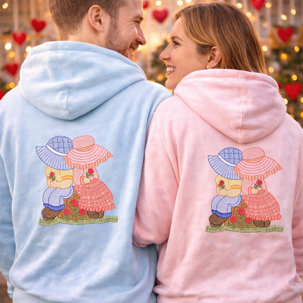Motif de broderie machine : Couple Chapeaux Mignons