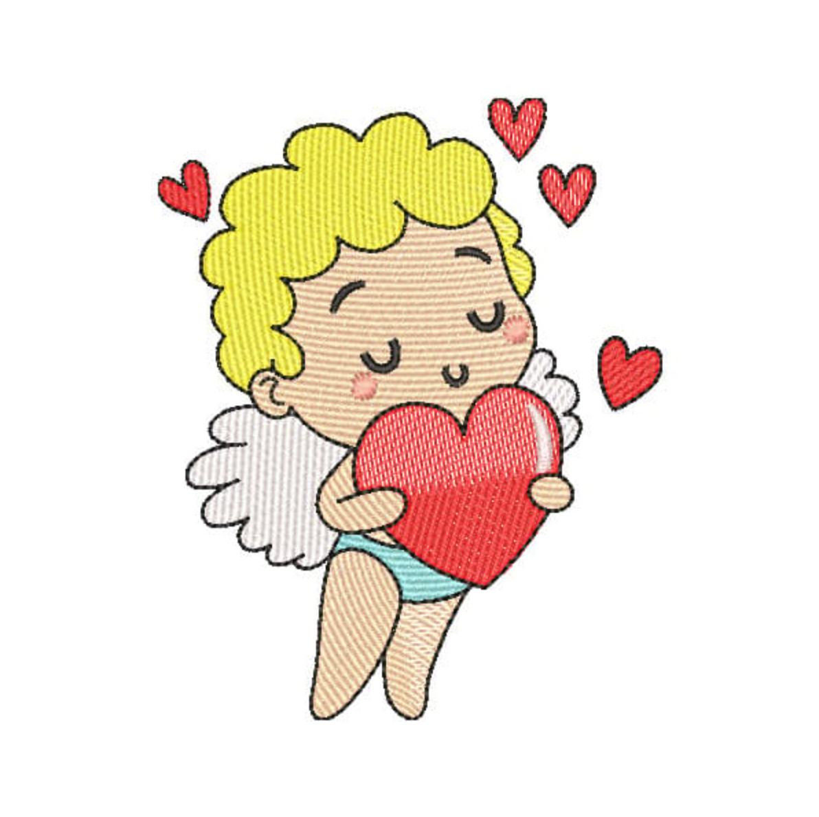 Motif de broderie machine : Cupidon avec coeur