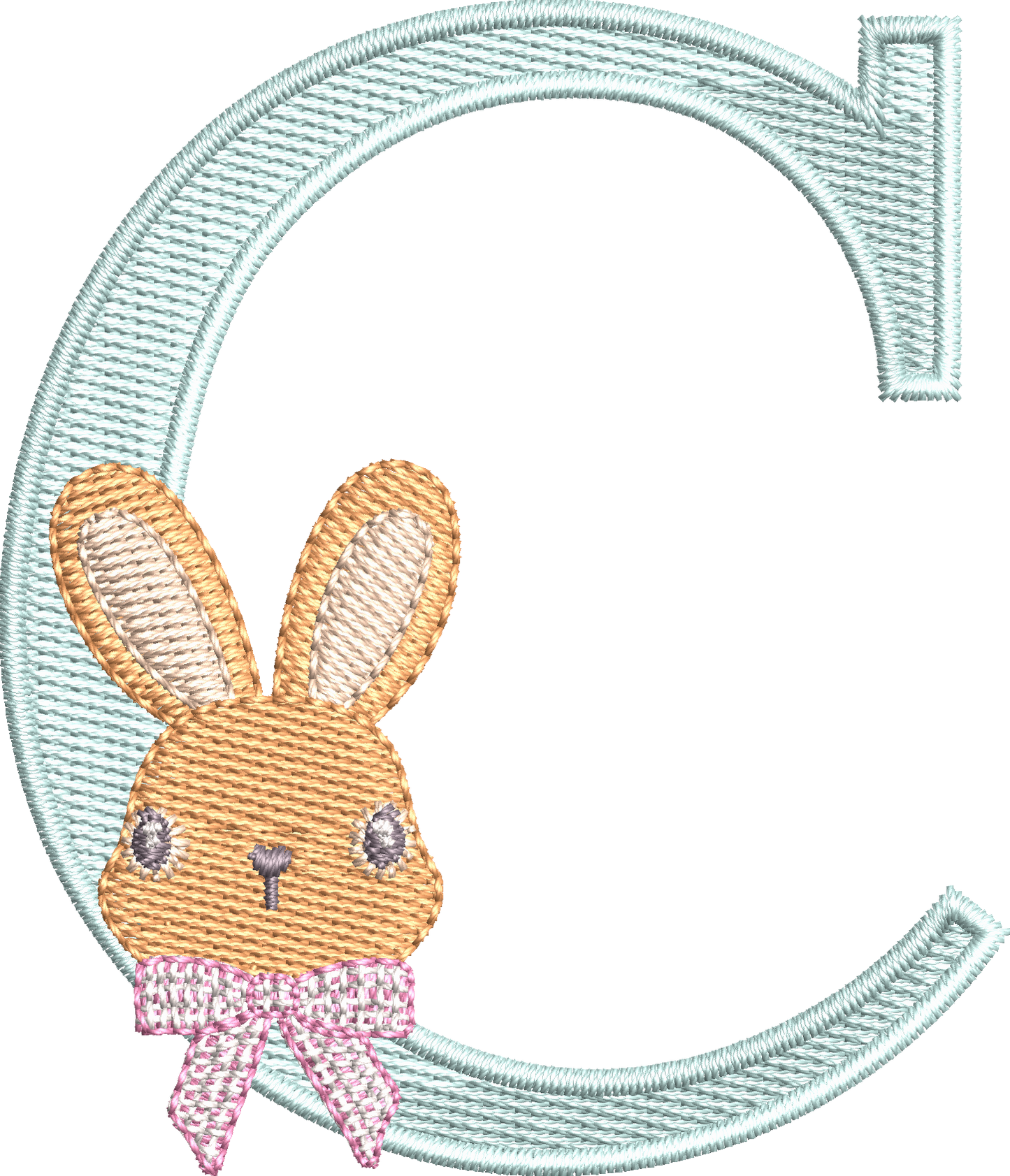 26 Motifs de broderie machine : Alphabet Lapin Noeud