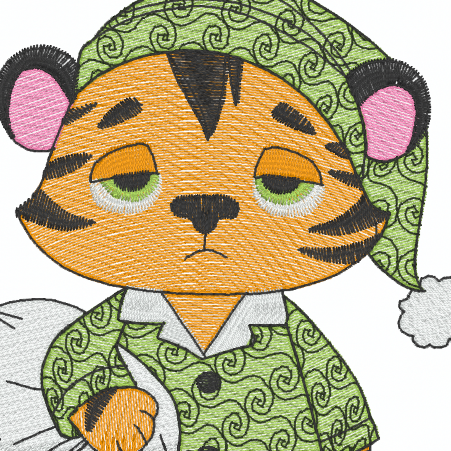 Motif de broderie machine : Bébé Tigre en Pyjama