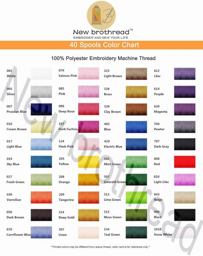 Bobine unique de 1000 m de fil à broder en polyester 40WT - New Brothread