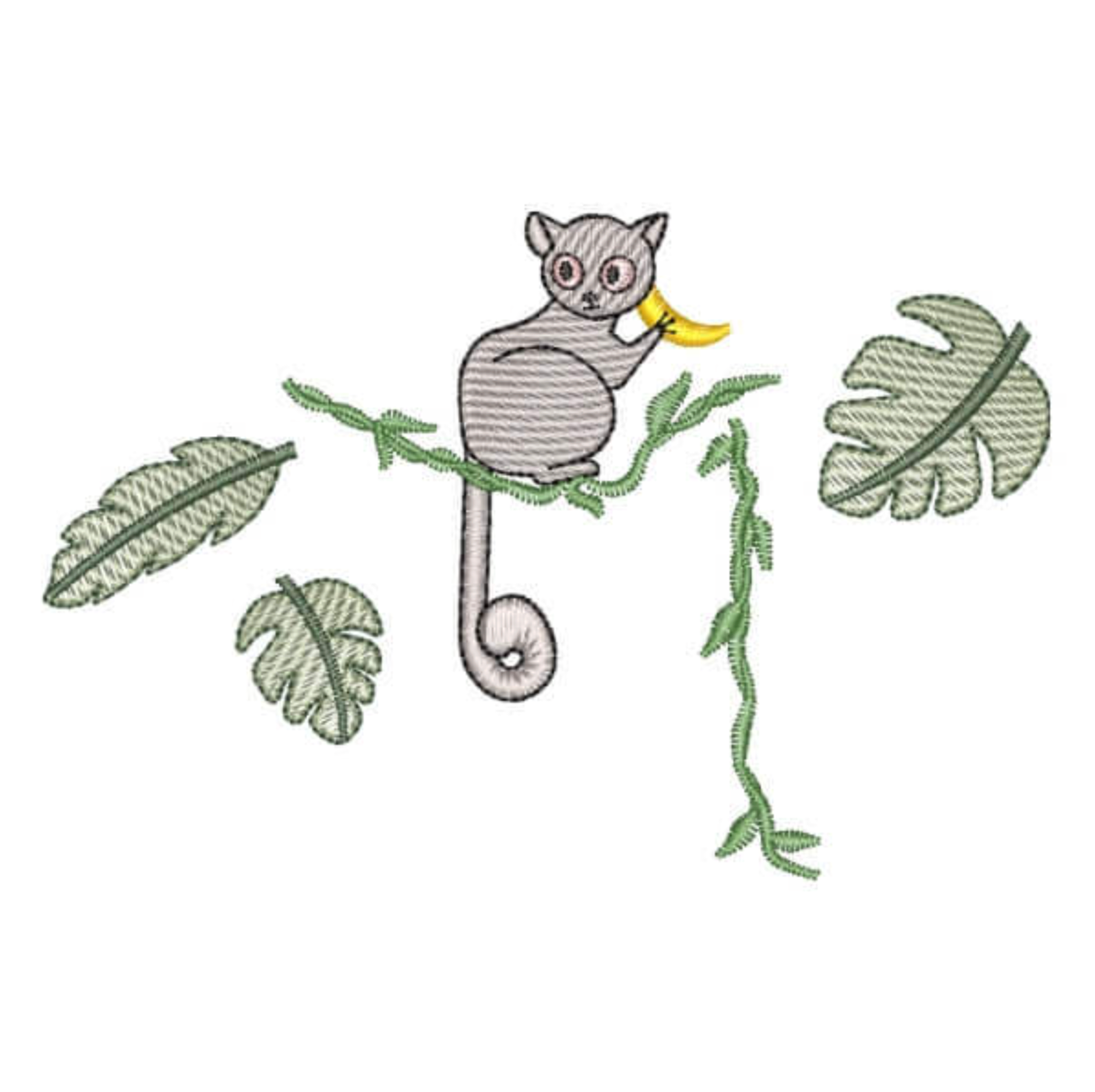 Motif de broderie machine : Lémur de Madagascar