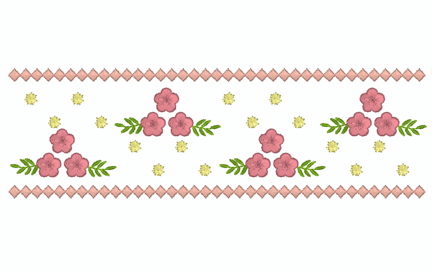 Motif de broderie machine : Bordure trois fleurs