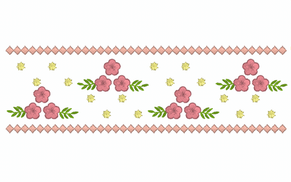 Motif de broderie machine : Bordure trois fleurs