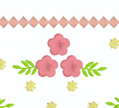 Motif de broderie machine : Bordure trois fleurs