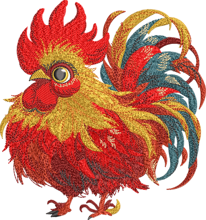 5 Motifs de broderie machine : Poulets Colorés