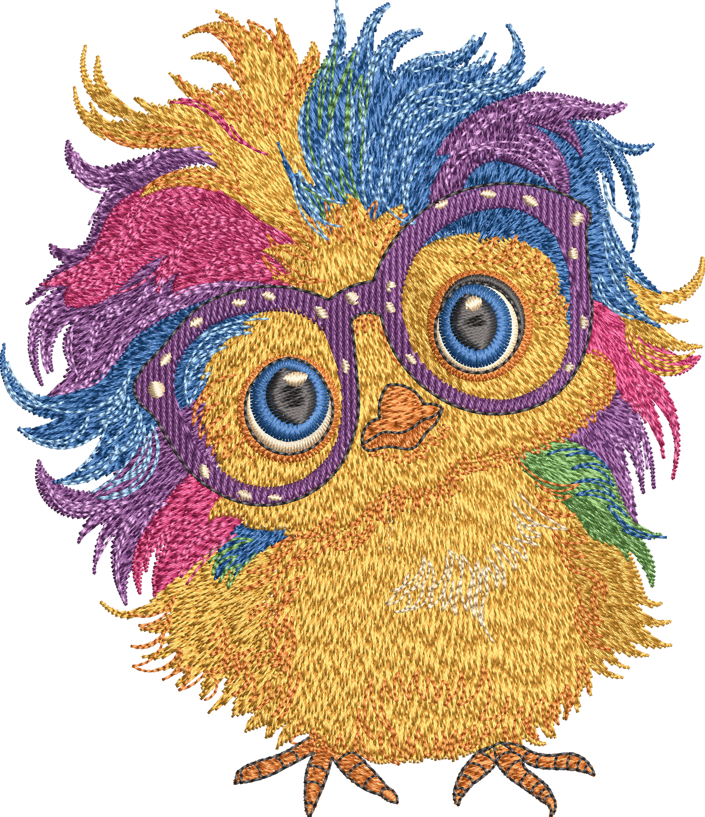 5 Motifs de broderie machine : Poulets Colorés