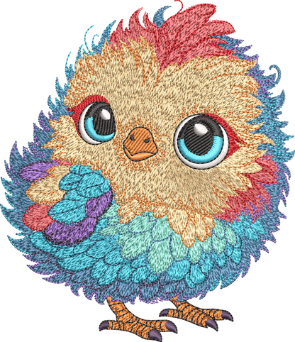 5 Motifs de broderie machine : Poulets Colorés