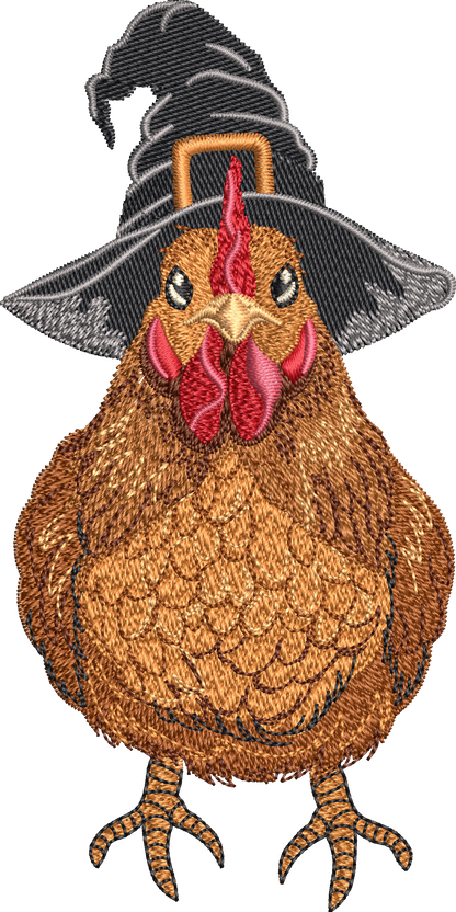7 motifs de broderie machine : Poules Halloween