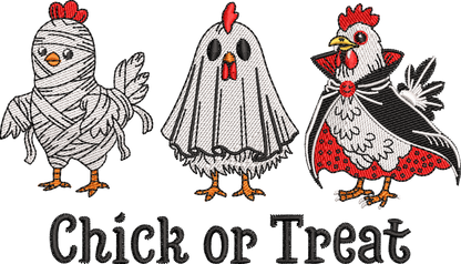 7 motifs de broderie machine : Poules Halloween