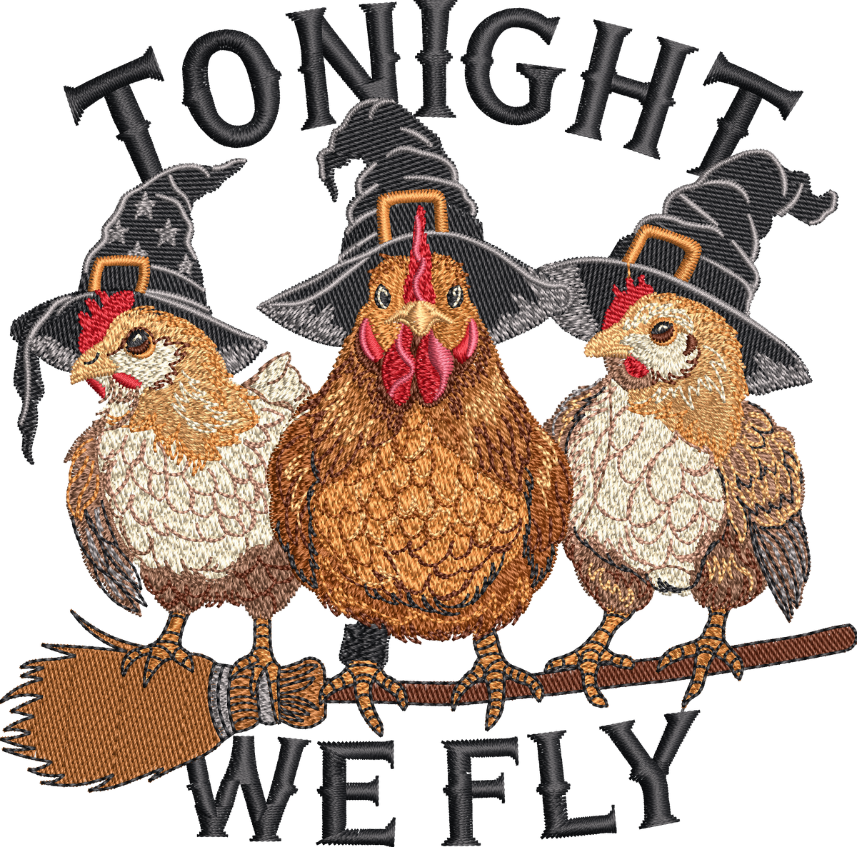 7 motifs de broderie machine : Poules Halloween
