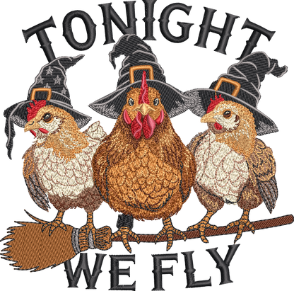 7 motifs de broderie machine : Poules Halloween