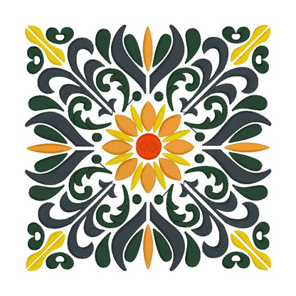 6 motif de broderie machine : Décoration Fleur Carré
