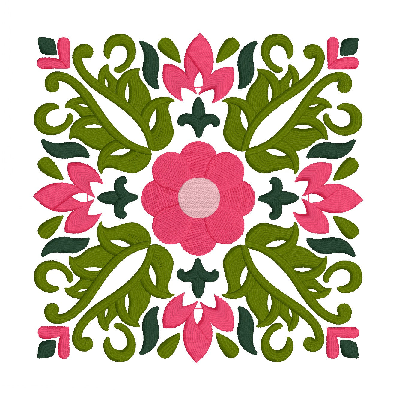 6 motif de broderie machine : Décoration Fleur Carré