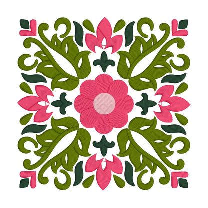 6 motif de broderie machine : Décoration Fleur Carré