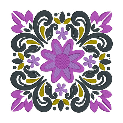 6 motif de broderie machine : Décoration Fleur Carré
