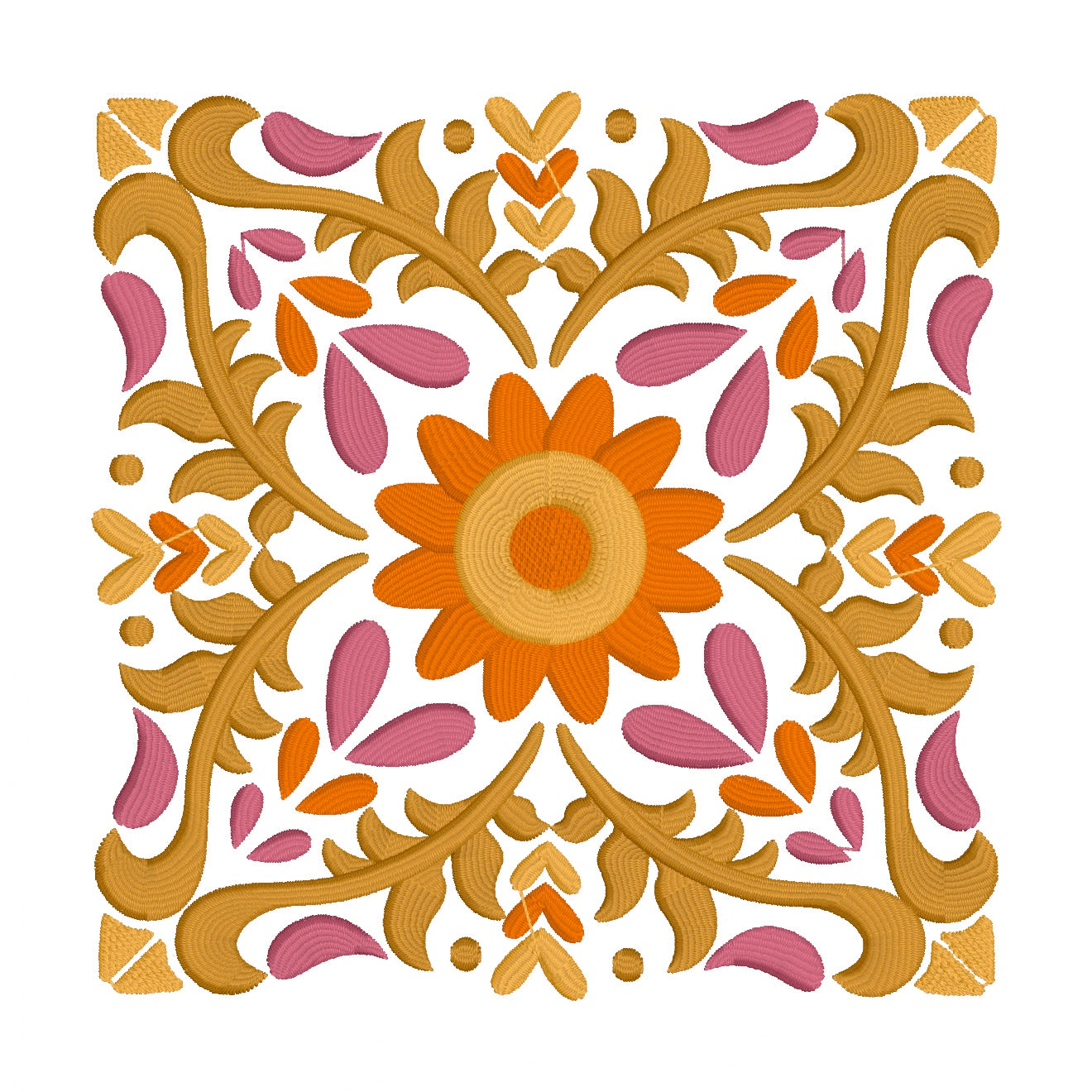 6 motif de broderie machine : Décoration Fleur Carré