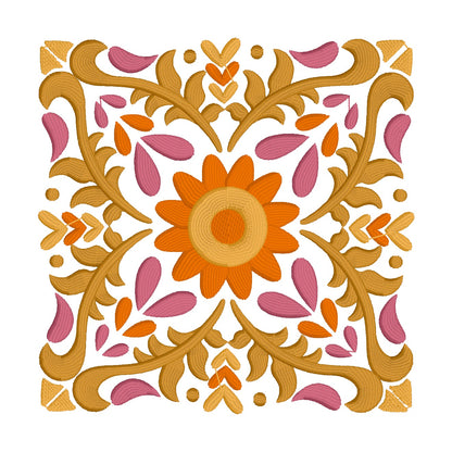 6 motif de broderie machine : Décoration Fleur Carré