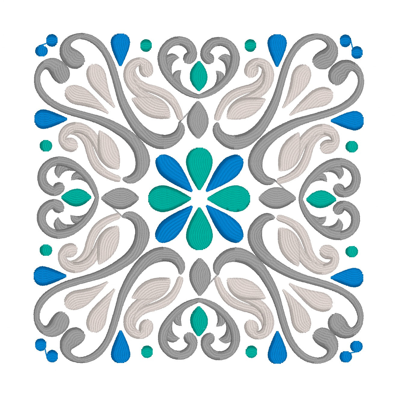 6 motif de broderie machine : Décoration Fleur Carré