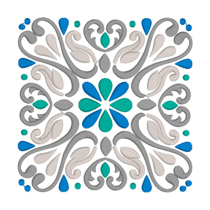 6 motif de broderie machine : Décoration Fleur Carré