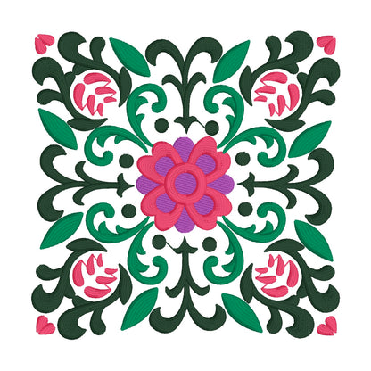 6 motif de broderie machine : Décoration Fleur Carré