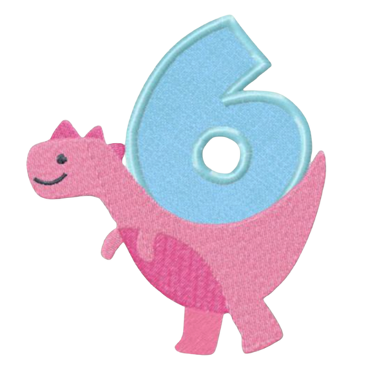 Motif de Broderie Machine : Appliqué Bébé Dinosaures avec Numéro 6
