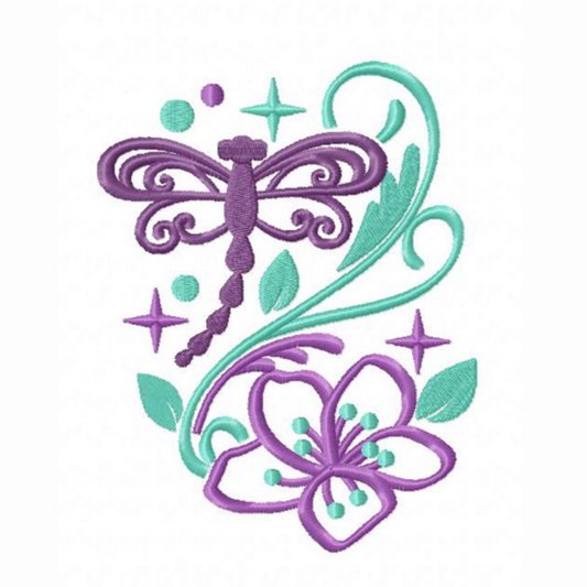 Motif de broderie machine : Libellule scintille