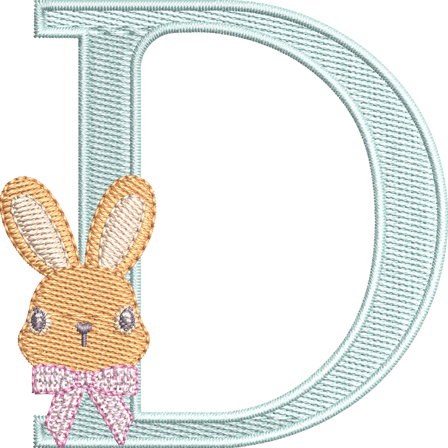 26 Motifs de broderie machine : Alphabet Lapin Noeud