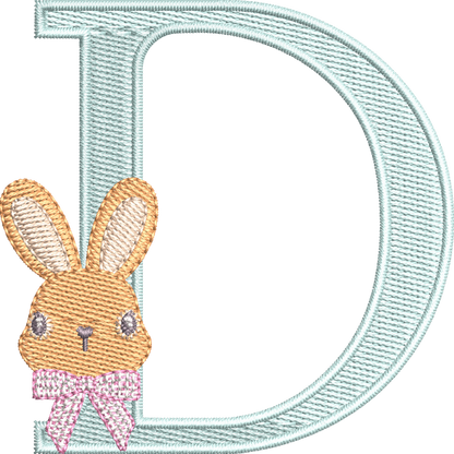 26 Motifs de broderie machine : Alphabet Lapin Noeud