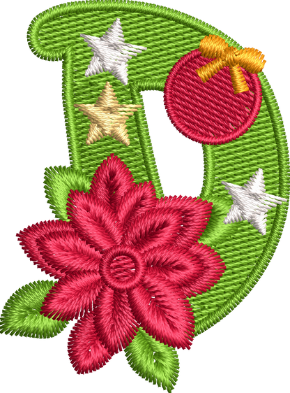 26 Motifs de broderie machine : Alphabet Noël